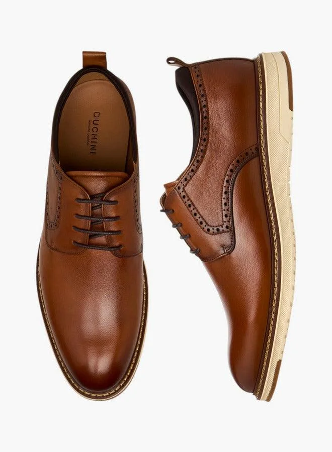 DUCHINI Men'S Leather Solid Lace-Up Sneakers