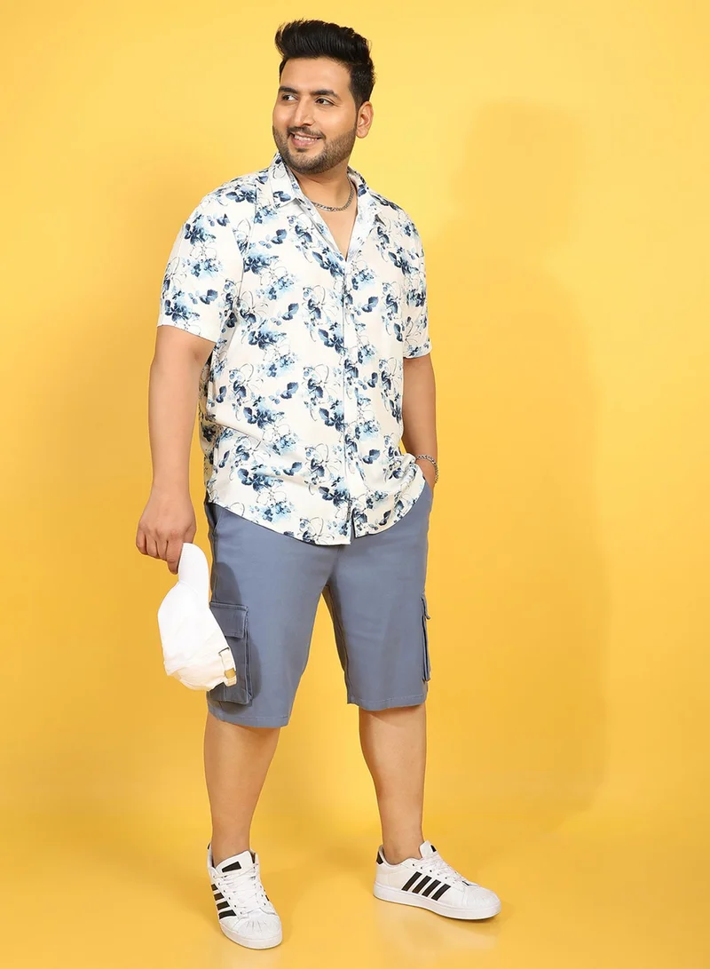 انستافاب بلس قميص رجالي مطبوع بأكمام قصيرة وياقة عادية من رايون مريح