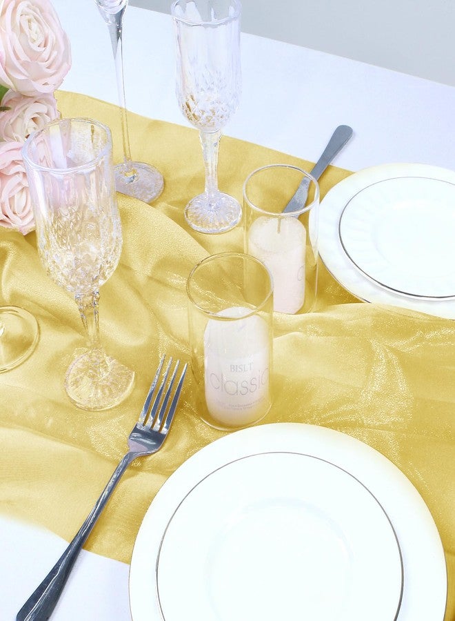 VACVELT Sheer Organza Fabric by The Yard, 60 Inch Wide Gold Organza Fabric Bolt Bridal Sheer Tulle Fabric, Silk Organza Roll for Wedding Party Decorations Backdrop Curtain (1 Yard) - Image 4