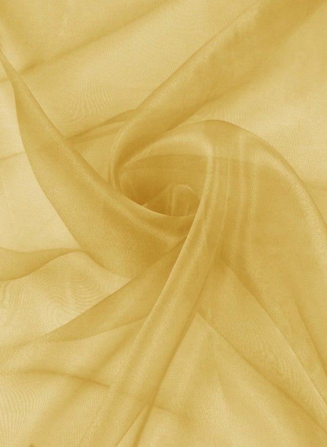 VACVELT Sheer Organza Fabric by The Yard, 60 Inch Wide Gold Organza Fabric Bolt Bridal Sheer Tulle Fabric, Silk Organza Roll for Wedding Party Decorations Backdrop Curtain (1 Yard) - Image 1