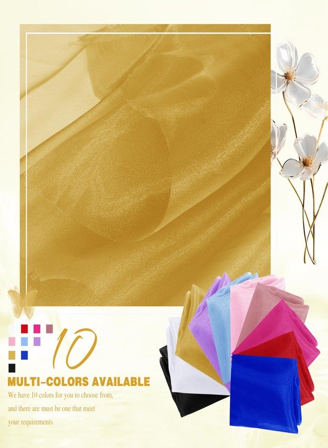 VACVELT Sheer Organza Fabric by The Yard, 60 Inch Wide Gold Organza Fabric Bolt Bridal Sheer Tulle Fabric, Silk Organza Roll for Wedding Party Decorations Backdrop Curtain (1 Yard) - Image 3