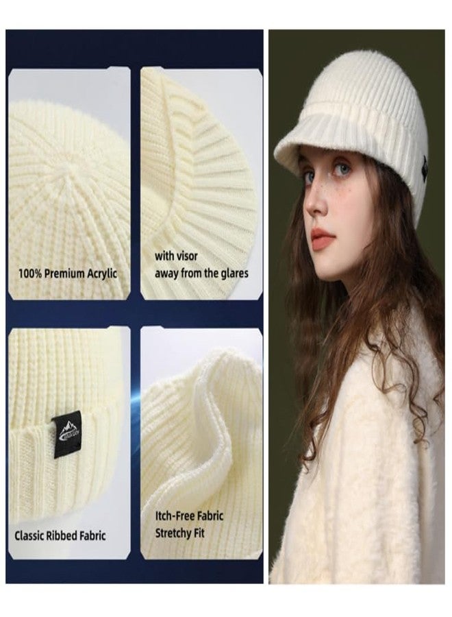Zsling Winter Hats for Men Women - Thick Warm Stylish Knit Beanie Hat, Soft Stretch Cute Womens Winter Hats with Visor Black - Image 4