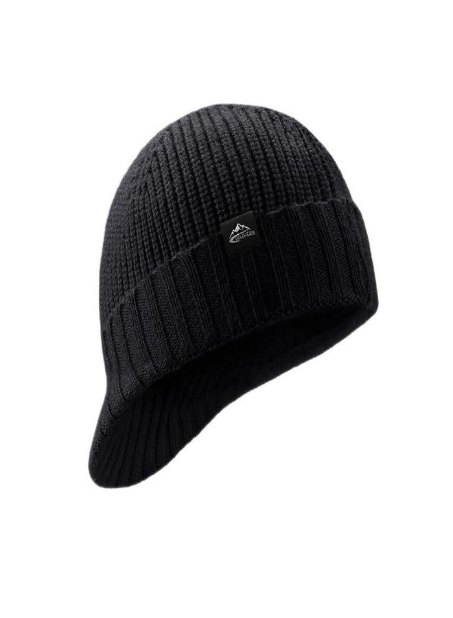Zsling Winter Hats for Men Women - Thick Warm Stylish Knit Beanie Hat, Soft Stretch Cute Womens Winter Hats with Visor Black - Image 1