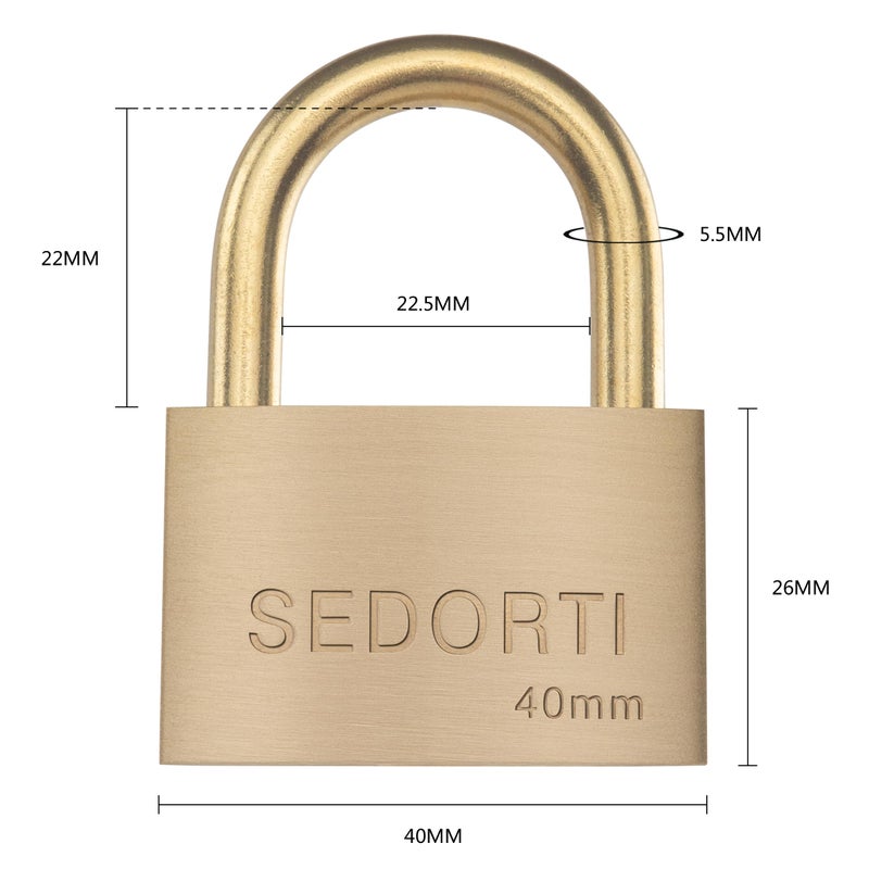 Sedorti Weather Proof Lock  Solid Brass Padlock With Brass Shackle  1-1/2"" Wide  Marine Padlock - Image 3