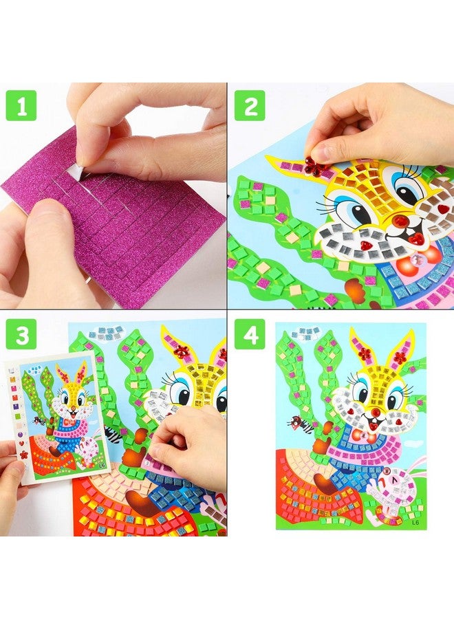 MALLMALL6 12Pcs Mosaic Sticker Art Kits for Kids DIY Mosaic Stickers Craft Sparkle Glittery Sticky Mosaic Tiles Rhinestone Sticker Games Activity Handmade 3D Puzzle Drawing for Preschool Boys Girls - Image 3