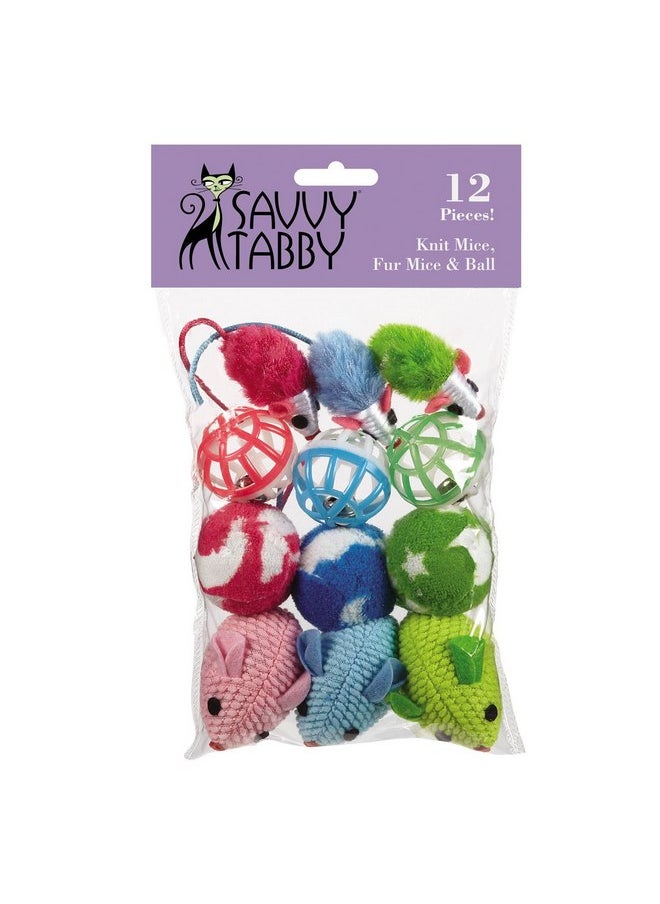 SAVVY TABBY Knit Mice, Fur Mice, and Balls Cat Toys, 12-Packs - pzsku/ZF3163BABA00433C709B3Z/45/_/1737032201/9dc428f6-c038-4010-9a85-4441afd4acac