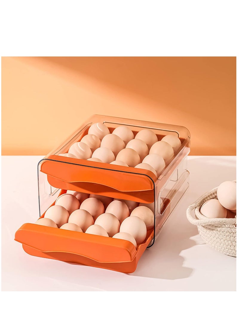 Arabest - Refrigerator Egg Storage Box Drawer type Egg Storage Box Household Double-layer Pull-out Frame Egg Tray With Lid Egg Tray With Lid Egg Container - Image 1