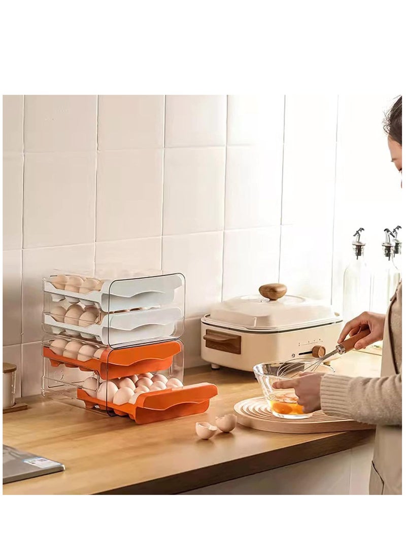 Arabest - Refrigerator Egg Storage Box Drawer type Egg Storage Box Household Double-layer Pull-out Frame Egg Tray With Lid Egg Tray With Lid Egg Container - Image 1