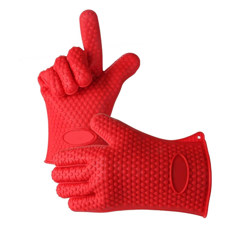 KARP Silicone BBQ Gloves, Heat Resistant Cooking Pinch Mitts, Microwave Oven Hand Gloves, Baking Oven Gloves, Kitchen Heat Resistant Solution (Red) - Image 1