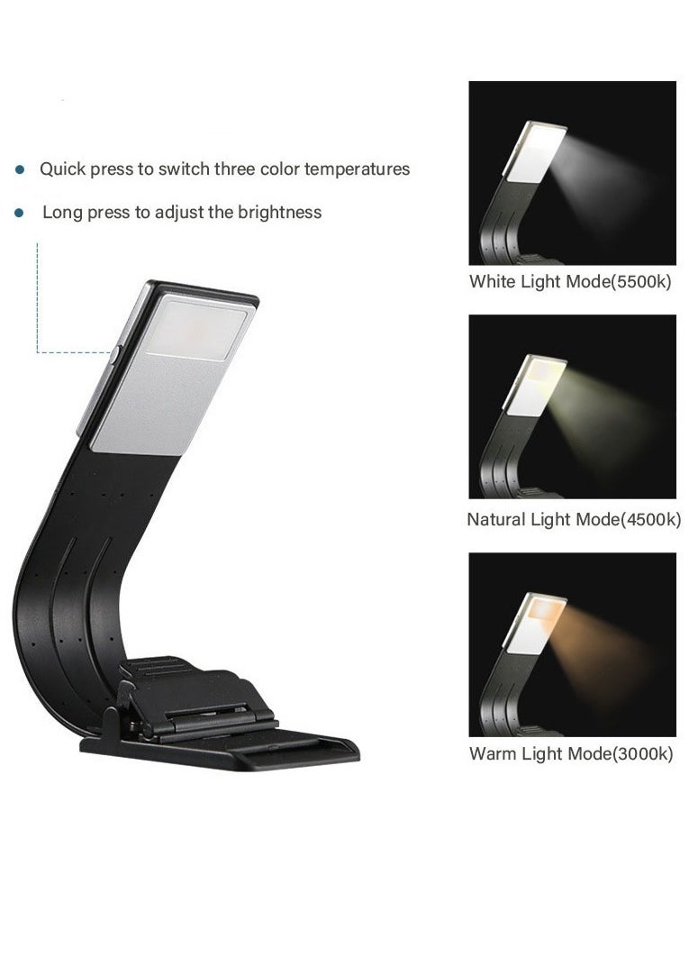 Necomi - Book Reading Light with Clip, USB Rechargeable Foldable Table Lamp For Reading Desk Lamp 3 Color Night Light Lamp For Travel, School, Business Trip - Image 1