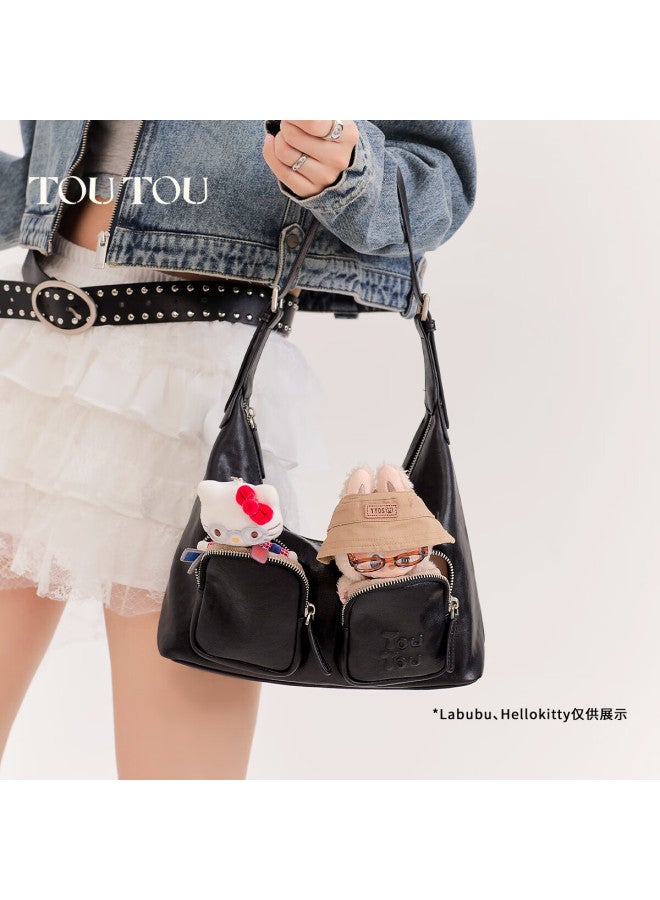 Toutou  New Women's Bag Puppy Vegetable Tanned Leather Underarm Bag Classic Versatile Shoulder Crossbody Bag (standard Puppy Pendant) - Image 1