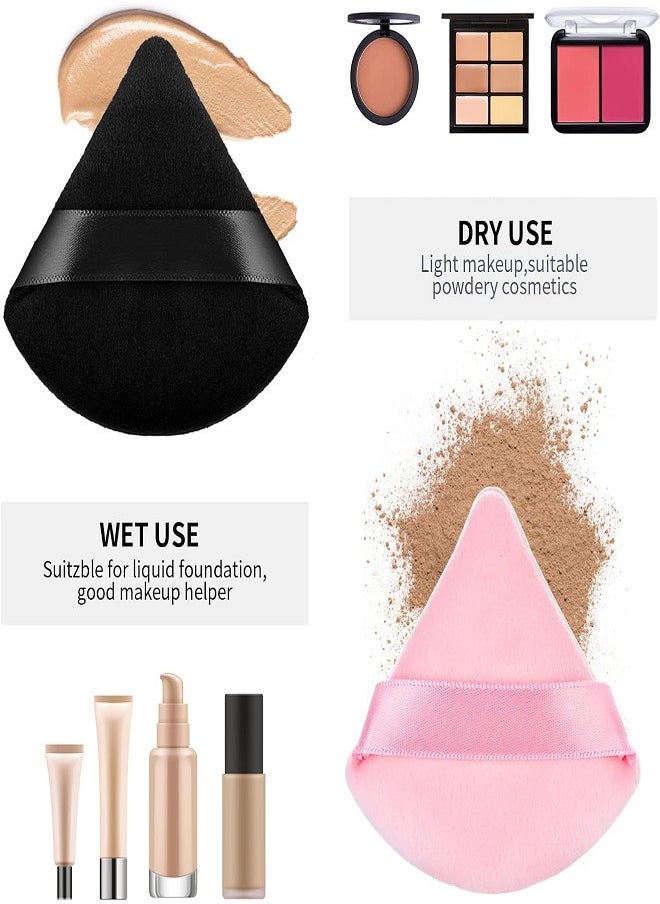 Generic - 2 Pieces Triangle Powder Puff Face Multicolor Makeup  for Loose Powder Soft Body Cosmetic Foundation Sponge Mineral Powder Wet Dry Makeup Tool Multicolour - Image 1