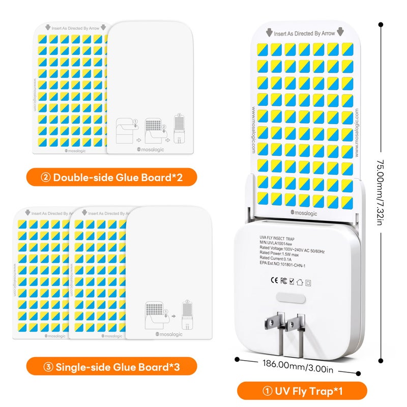 Mosalogic Fruit Fly Traps for Indoors Gnat Trap for House Indoor-600 Sqft Protection Area UV Fly Insect Trapper for Fruit Flies,Gnat,Mosquito,and Other Flying Insect Plug in Bug Killer White - Image 5
