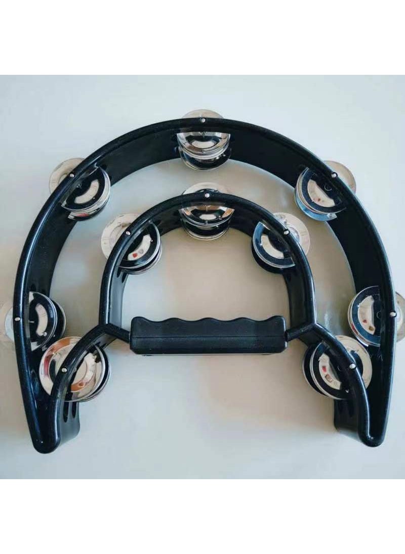 Generic Orff Kids Toy Tambourine Dual Jingle Bell Black 
