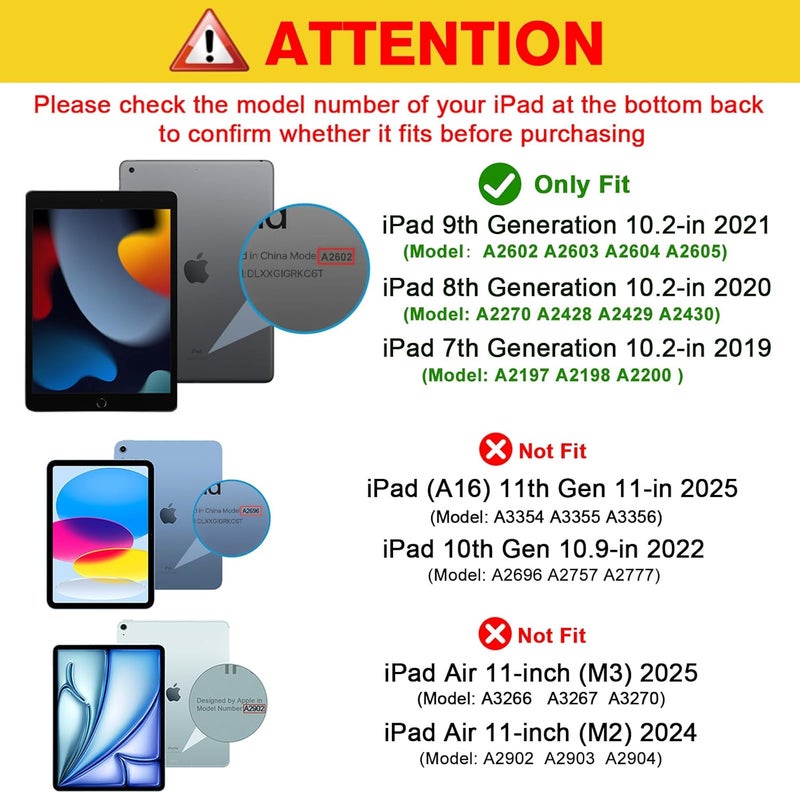 Procases Ipad 10.2 Case 9Th Gen 2021/ Ipad 8Th Gen 2020/ 7Th Gen 2019, Slim Stand Hard Back Shell Protective Smart Cover Case For 10.2 Inch Ipad 9/8/7 -Black - Image 2