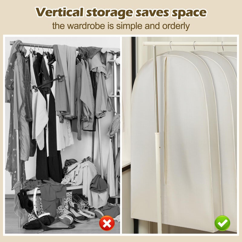 GliCraft 70 Inch Acid Free Cotton Muslin Suit Garment Bag Long Dress Suit Storage Box Closet Organizer for Suits, Coats, Travel Bag - Image 4