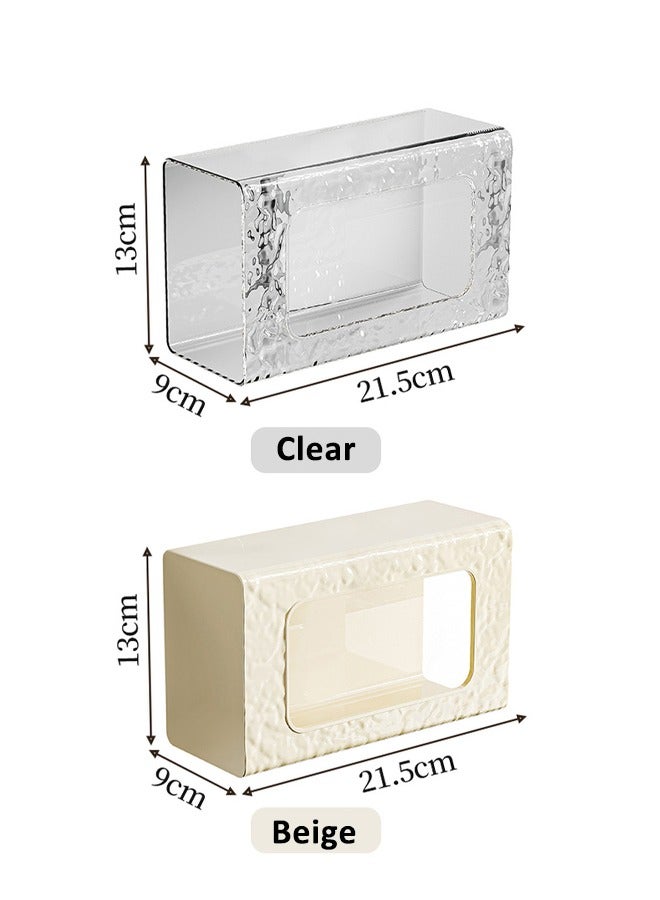 HQ-GAMING Clear Wall Mounted Tissue Box Holder Self Adhesive Rectangular Napkin Holder Facial Tissue Dispenser Cover for Home Kitchen Office Room Daily Use - Image 2