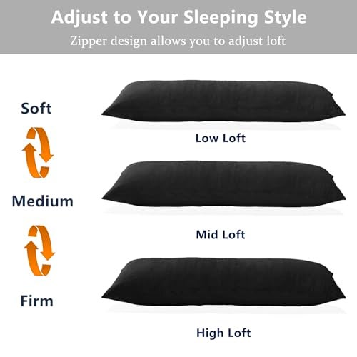 1 MIDDLE ONE Body Pillow, Memory Foam Body Pillows for Adults Sleeping, Long Pillow for Bed, Big Large Firm Full Body Pillow for Side Sleeper, 20x54 Inch, Black - Image 5