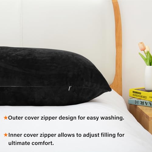 1 MIDDLE ONE Body Pillow, Memory Foam Body Pillows for Adults Sleeping, Long Pillow for Bed, Big Large Firm Full Body Pillow for Side Sleeper, 20x54 Inch, Black - Image 4