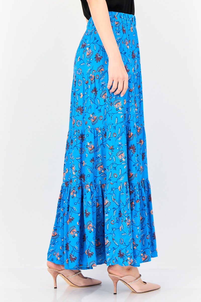 promod Women Floral Print Maxi Skirt, Multicolor - Image 2