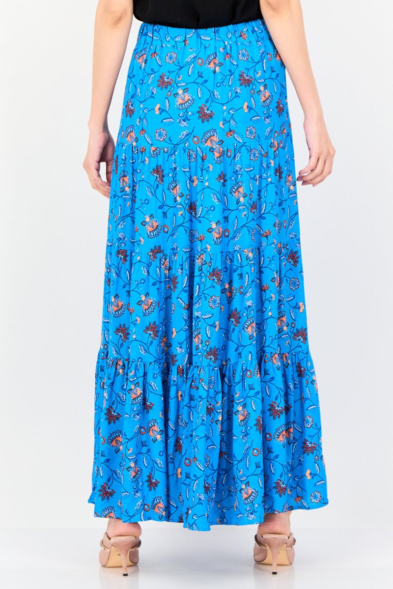 promod Women Floral Print Maxi Skirt, Multicolor - Image 3