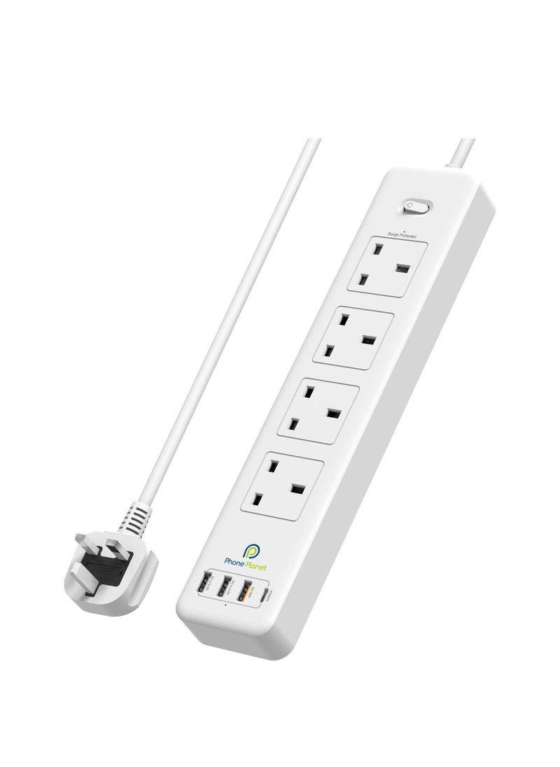 Phone Planet - Power Extension With Master Switch 3 Meter 4 Sockets 3 USB 3250W - Image 1
