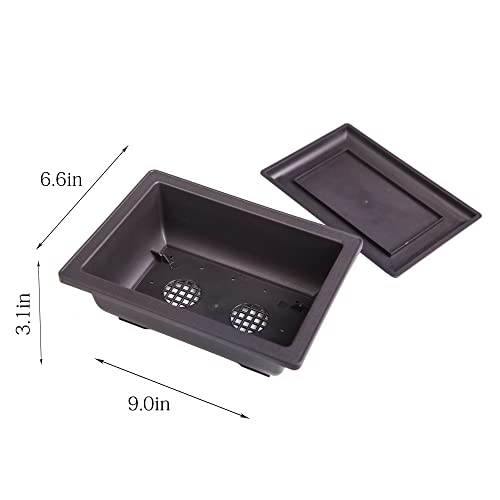 C CRYSTAL LEMON Bonsai Pots with Trays – 3-Pack Durable Plastic Pots with Drainage Holes, 9" D x 6.7" W x 3" H for Indoor Plants - Image 2