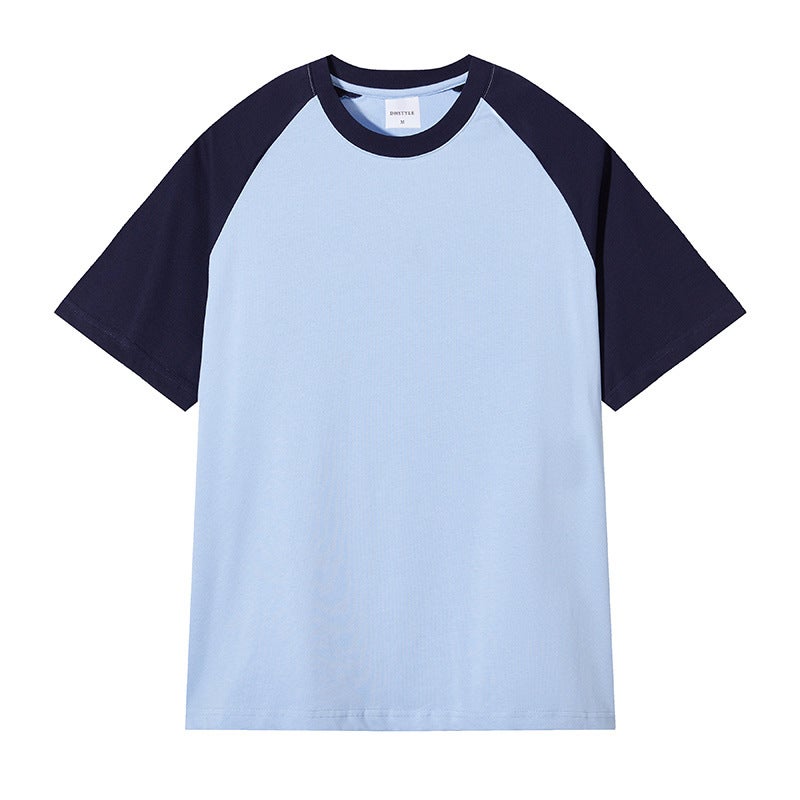 Shoulder | 245G Short Sleeve T-Shirt Real 32 Double Yarn Cotton Khaji Little Red Book Explosions Retro Color Matching Tide Brand Ins - Image 1