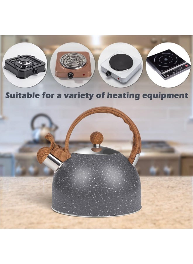 Bukela WhistlingTea Kettle for Stovetop, 2.6 Quart Stainless Steel Water Teapot Boilers for Stovetops, Induction Stone Kettle with Loud Whistle - Perfect for Preparing Hot Water, Coffee,Milk (Grey) - Image 3
