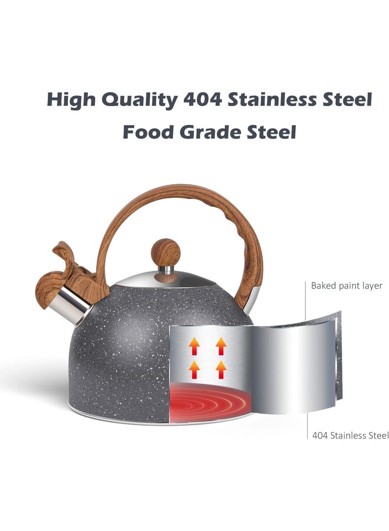Bukela WhistlingTea Kettle for Stovetop, 2.6 Quart Stainless Steel Water Teapot Boilers for Stovetops, Induction Stone Kettle with Loud Whistle - Perfect for Preparing Hot Water, Coffee,Milk (Grey) - Image 4