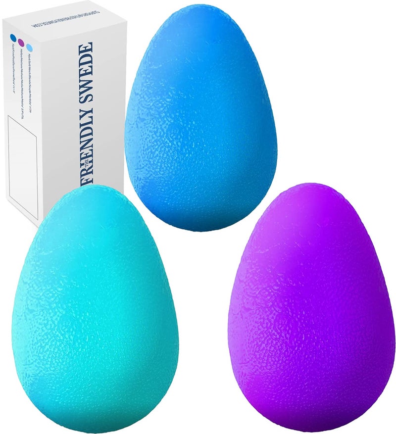 The Friendly Swede Stress Balls for Adults â€” 3 Squeeze Balls for Hand Therapy, Stress Relief & Hand Strength - Exercise for Grip Strength with 3 Resistance Levels - Egg-Shaped & Skin-Safe - Image 1