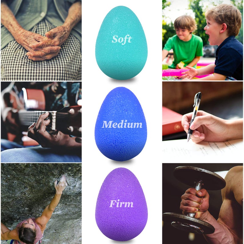 The Friendly Swede Stress Balls for Adults â€” 3 Squeeze Balls for Hand Therapy, Stress Relief & Hand Strength - Exercise for Grip Strength with 3 Resistance Levels - Egg-Shaped & Skin-Safe - Image 3
