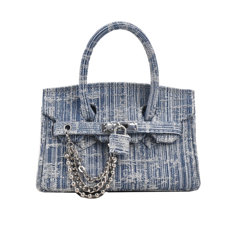 Niche Design Bag 2023 Spring And Denim Blue High-End Texture Large Capacity Commuting Shoulder Crosbody Bag - Image 1