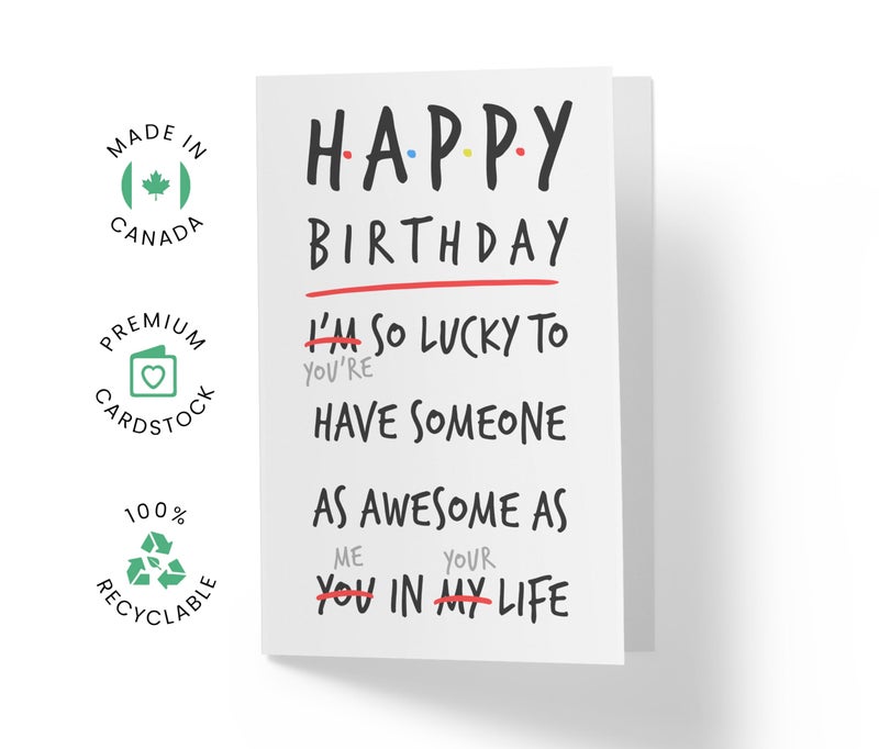 Karto Funny Birthday Card for Husband Wife Him Her - Large 5.5x8.5 inch Boyfriend Girlfriend Birthday Cards - Happy Lucky - Image 2