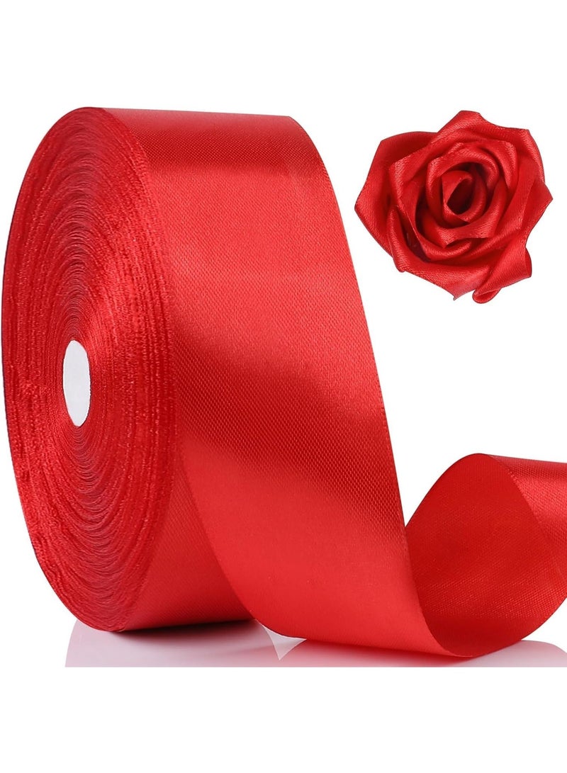 100 Yards Ribbon,1-1/2 Inch Red Satin Ribbon,Single Face Satin Ribbons,Perfect for Gift Wrapping,Wedding Decoration,Handmade Bows, Wrapping Bouquet and More - Image 1
