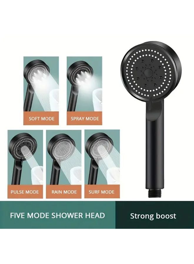 Black High Pressure Handheld Shower Head 5 Modes Easy Installation Durable Plastic - Image 4