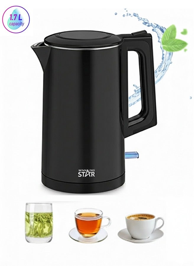 Winning Star 1.7L Electric Kettle,Water Boiler Kettle,1500W Fast Boiling,Auto Shut Off And Boil Dry Protection,360-Degree Rotational Base,Stainless Steel,ST-6023 - Image 1