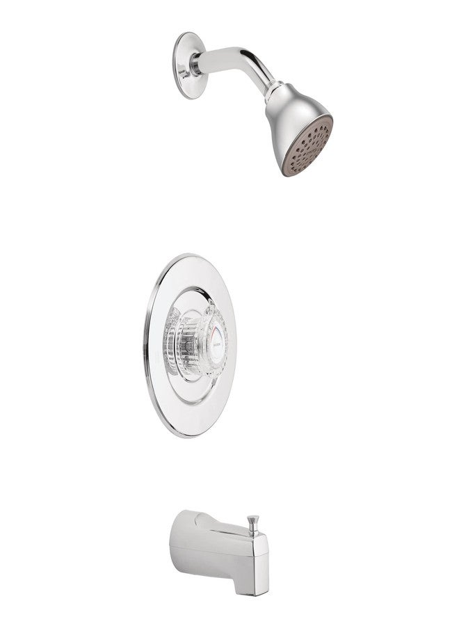 Moen Chrome Chateau Tub and Eco-Performance Shower Trim Featuring Showerhead, Shower Knob, and Tub Spout, Valve Required, T471EP - Image 1