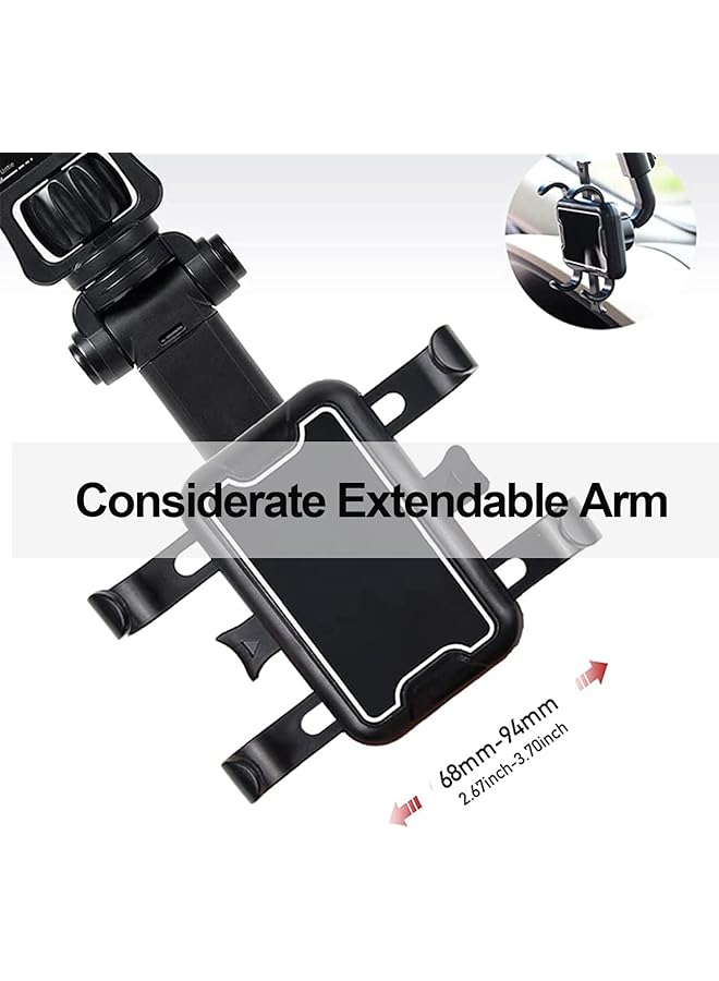 KASTWAVE Car Phone Holder Mount 360° Rearview Mirror Phone Holder Universal Adjustable Holder Multi-Function Cradle Car Mount For All Mobile Phone(Black) - Image 3