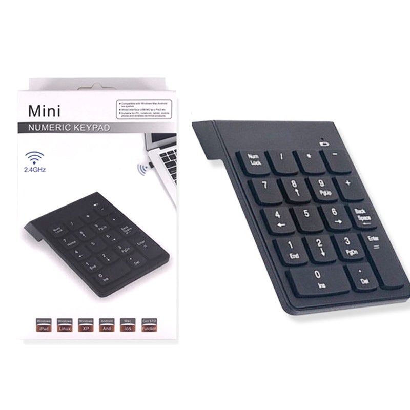 Factory hot sale wireless 2.4G numeric keypad bank accounting office mini portable keyboard spot direct sales Black