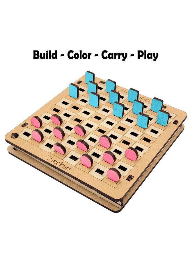 Funvention- for Little Scientist in Every Kid Diy Checkers Pocket Travel Game For Kids 4+ Years,Fun Learning Educational Board Game,Best Birthday Return Gifts - Image 2