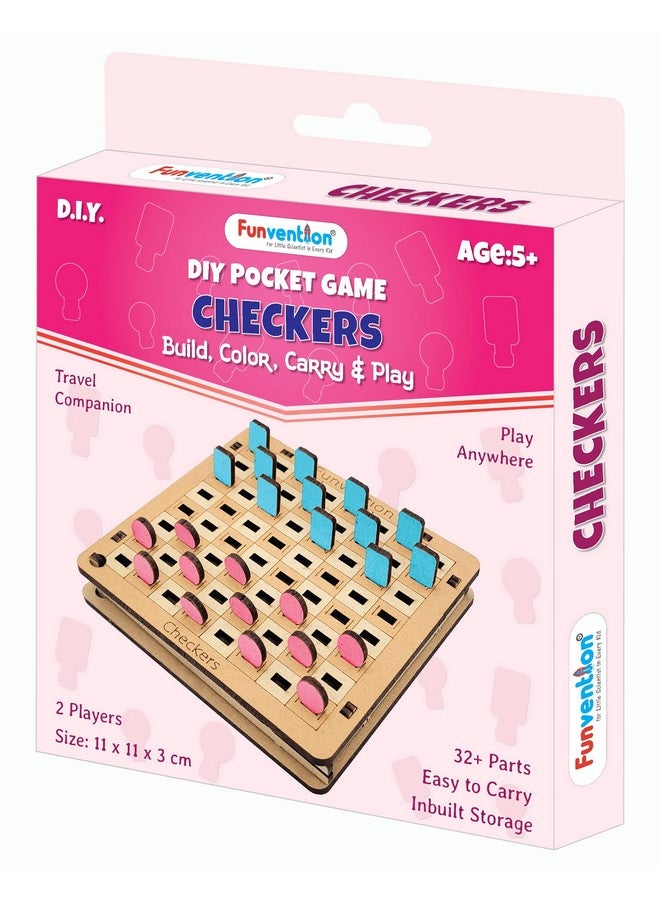 Funvention- for Little Scientist in Every Kid Diy Checkers Pocket Travel Game For Kids 4+ Years,Fun Learning Educational Board Game,Best Birthday Return Gifts - Image 1