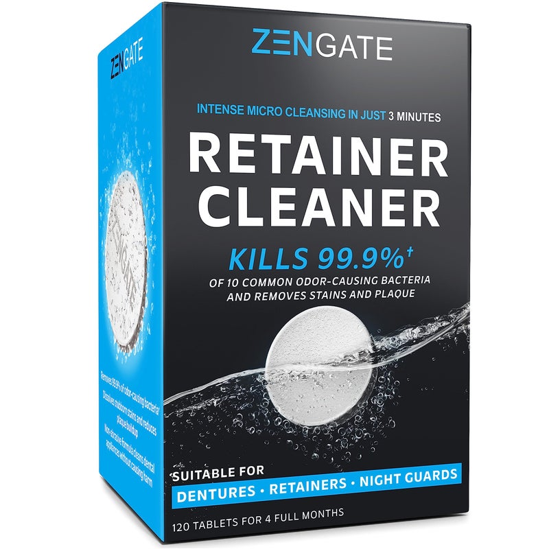 ZENGATE Retainer Cleaner Tablets - Quick 3-Minute Clean for Dentures, Mouth Guards, Aligners, and Night Guards - 120 Dental Cleansing Tablets - FSA HSA Approved Dental Appliance Cleanser - Image 1