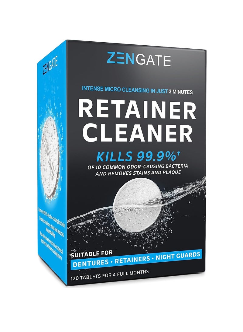 ZENGATE Retainer Cleaner Tablets - Quick 3-Minute Clean for Dentures, Mouth Guards, Aligners, and Night Guards - 120 Dental Cleansing Tablets - FSA HSA Approved Dental Appliance Cleanser  - Image 1