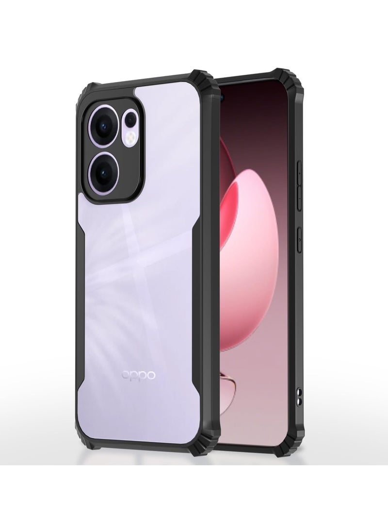 Muzz Case for Oppo Reno 13F 5G Clear Cover Hard PC Back Cover with Shockproof TPU Black Border 360 Degree Impact Resistant non-Yellowing Transparent Cover For Oppo Reno13F 5G  - Image 1