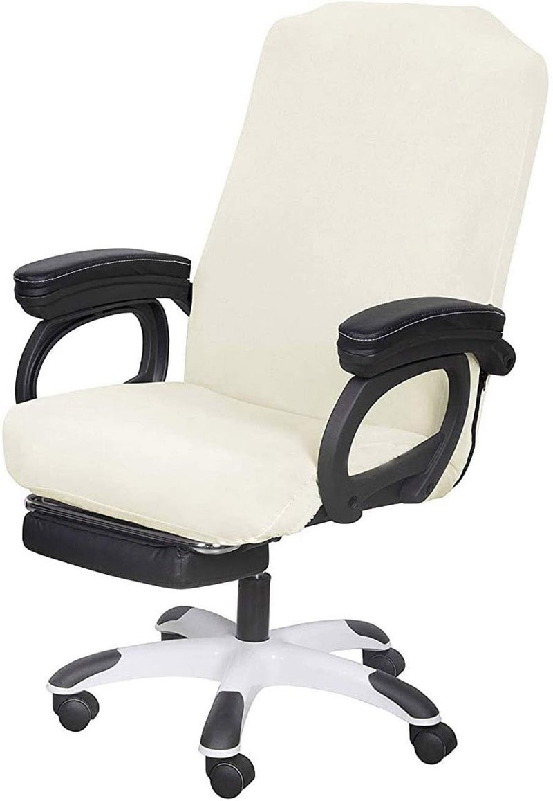 SARAFLORA Office Chair Cover - Large, Ivory - Removable Computer Chair Cover with Zipper for Universal Rotating High Back Chair Seat Washable Protector for Pets - Image 1