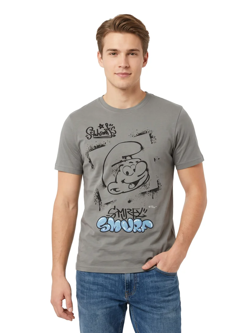 السنافر The Smurfs Smurf Graffiti Graphic Men’s Regular T-Shirt | Character Print Casual Crew Neck Cotton Tee