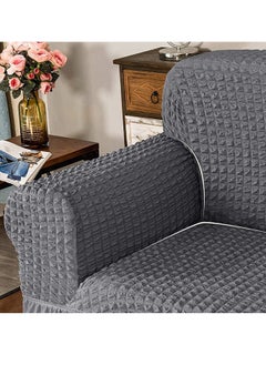 Arabest Sofa Cover, 1 Piece Universal Sofa Slipcover, Couch Cover Chair Furniture Protector Cover, Washable High Elastic Durable Seersucker Fabric with Skirt Country Style (Grey, Three Seats)  - Image 3