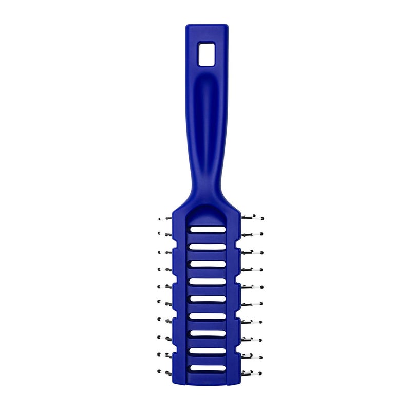 JOHNNY B. Johnny B Professional Vented Hair Brush for Blow Drying & Detangling, Ball-Tipped Small Bristles, Grooved Handle (Blue) - Image 4
