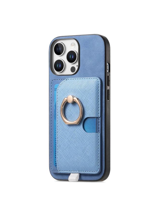 S-TOP Case For iPhone 14 Retro Cross Leather Ring Side Insert Card Bag MagSafe Phone Case - Image 2